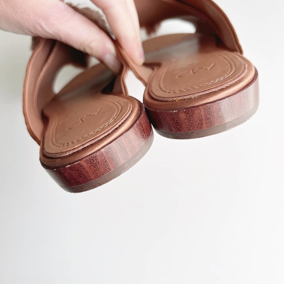 AD & Daughters Satin Leather Pom Pom Harthe Slide Mules Rusty Blush Size 6.5 - Picture 6 of 9